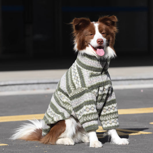 Dog clothes, large breed Border Collie Golden Retriever lamb fleece coat, warm zippered pet winter clothing for autumn and winter.
