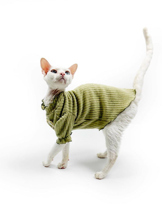 Hairless cat clothes, Sphynx Devon early autumn soft and skin-friendly fleece puff sleeve princess style