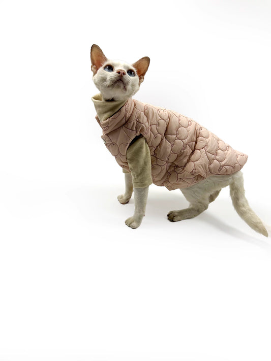 Autumn/Winter Hairless Cat Clothing, Sphinx Devon Winter Thin Fleece-lined Vest, Two-tone Comfortable