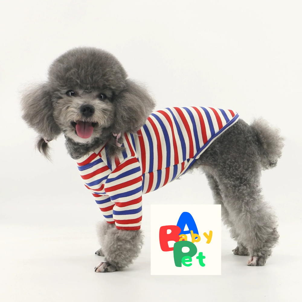 Thick, fleece-lined, colorful striped pure cotton Teddy dog vest for spring and autumn, post-spaying/neutering
