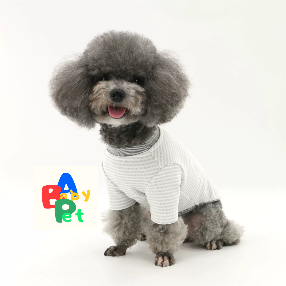 Original Pet Style Spring/Autumn Pure Cotton Striped Crew Neck Teddy Bear T-Shirt (Two-Piece Style)