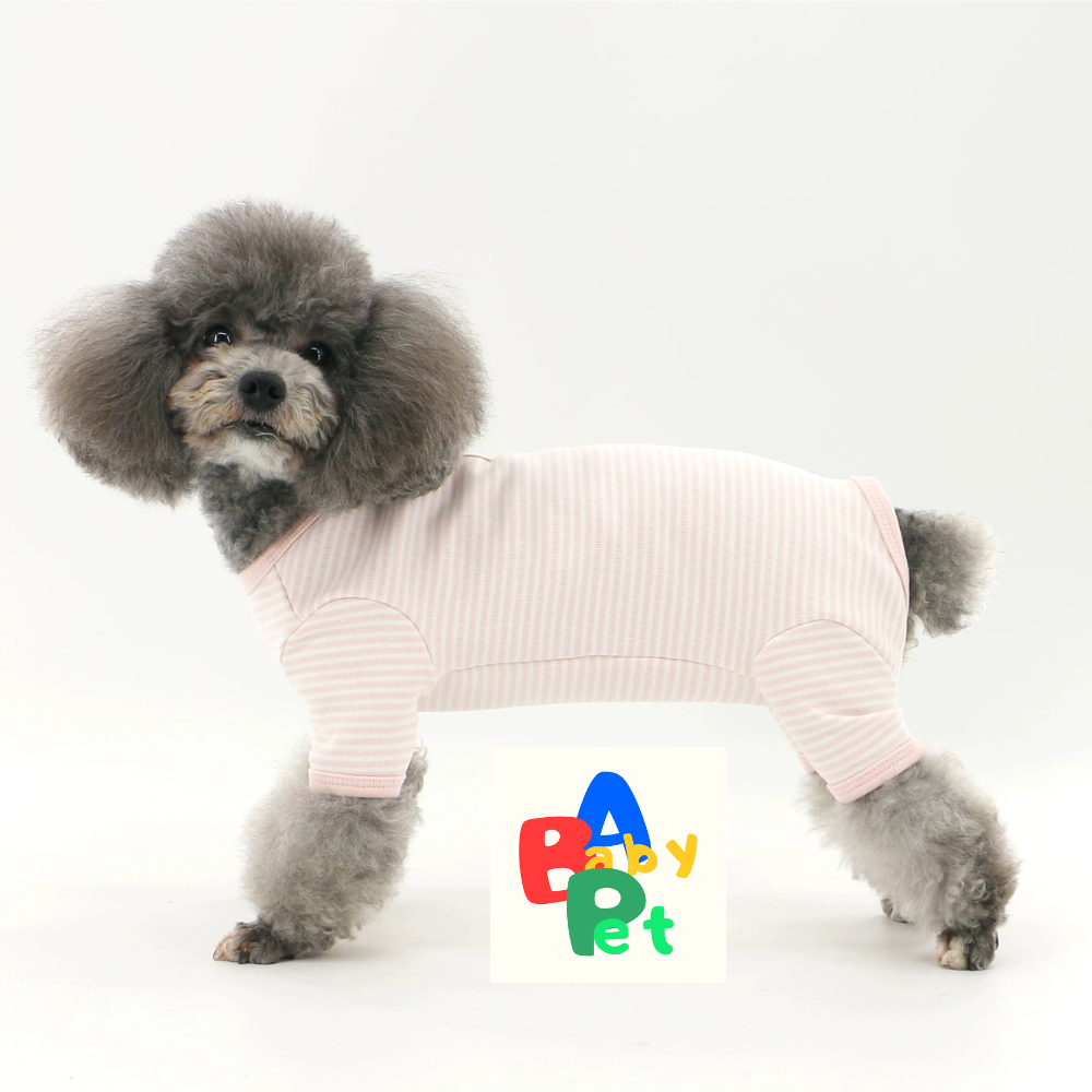 Pet Spring/Autumn Pure Cotton Striped Short-Leg Four-Legged Vest for Teddy Dogs Post-Spaying/Neutering