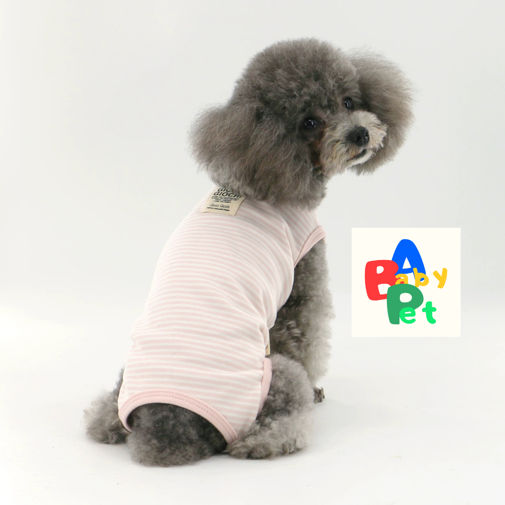 Pet Spring/Autumn Pure Cotton Striped Short-Leg Four-Legged Vest for Teddy Dogs Post-Spaying/Neutering