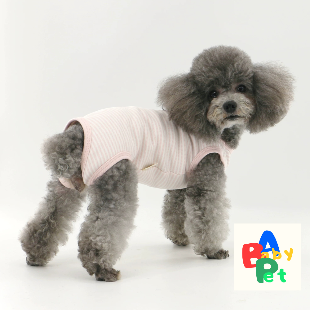 Pet Spring/Autumn Pure Cotton Striped Short-Leg Four-Legged Vest for Teddy Dogs Post-Spaying/Neutering