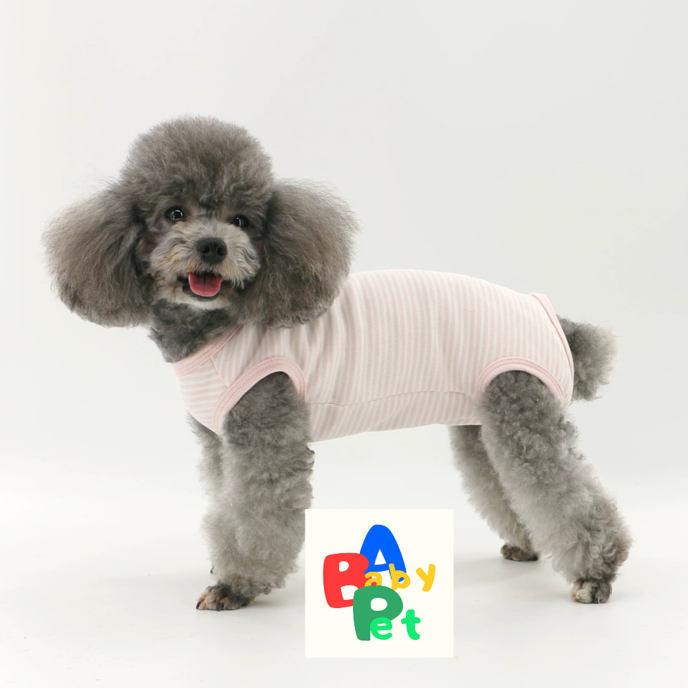 Pet Spring/Autumn Pure Cotton Striped Short-Leg Four-Legged Vest for Teddy Dogs Post-Spaying/Neutering