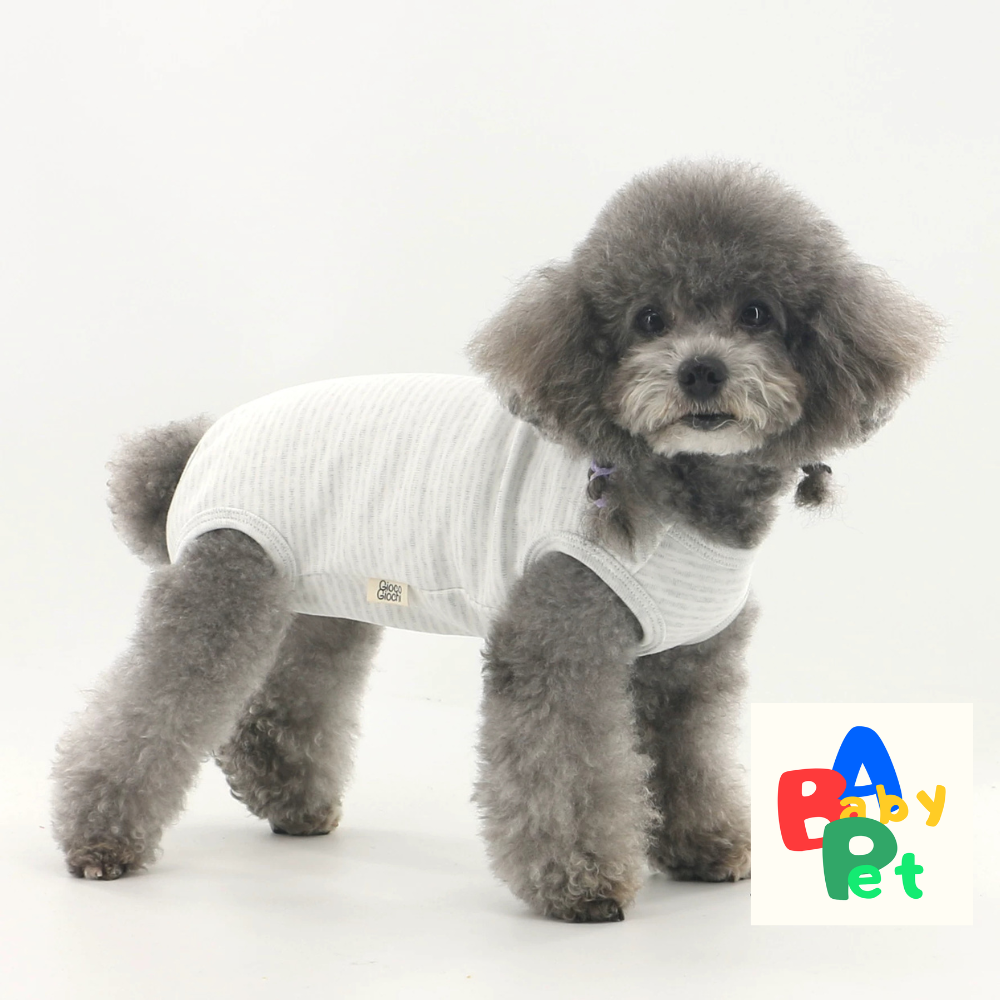 Pet Spring/Autumn Pure Cotton Striped Short-Leg Four-Legged Vest for Teddy Dogs Post-Spaying/Neutering