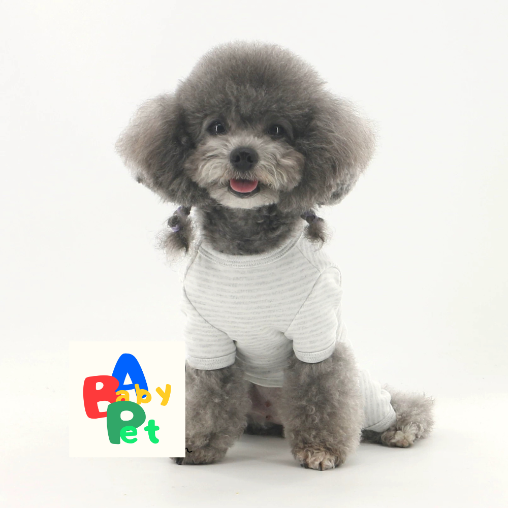 Pet Spring/Autumn Pure Cotton Striped Short-Leg Four-Legged Vest for Teddy Dogs Post-Spaying/Neutering