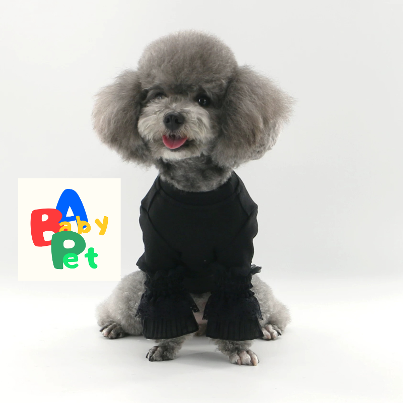 Pet Spring/Autumn Thin Pure Cotton Lace Long-Sleeved Pullover Base Layer Teddy Birthday Wedding Dress