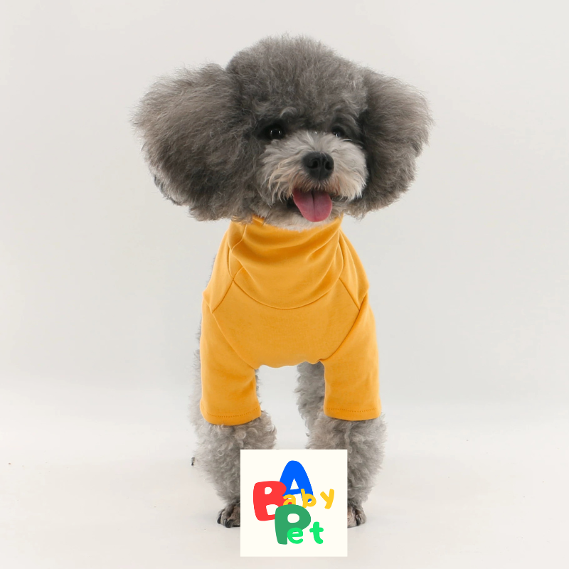 Pet Spring/Autumn Pure Cotton Peruvian Cotton High-Neck Casual Knitted Base Layer T-Shirt for Teddy Dogs