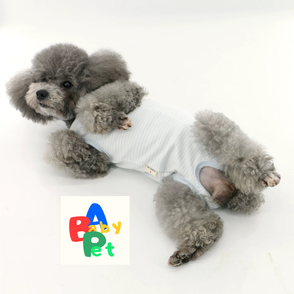 Pet Spring/Autumn Pure Cotton Striped Short-Leg Four-Legged Vest for Teddy Dogs Post-Spaying/Neutering