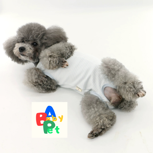Pet Spring/Autumn Pure Cotton Striped Short-Leg Four-Legged Vest for Teddy Dogs Post-Spaying/Neutering