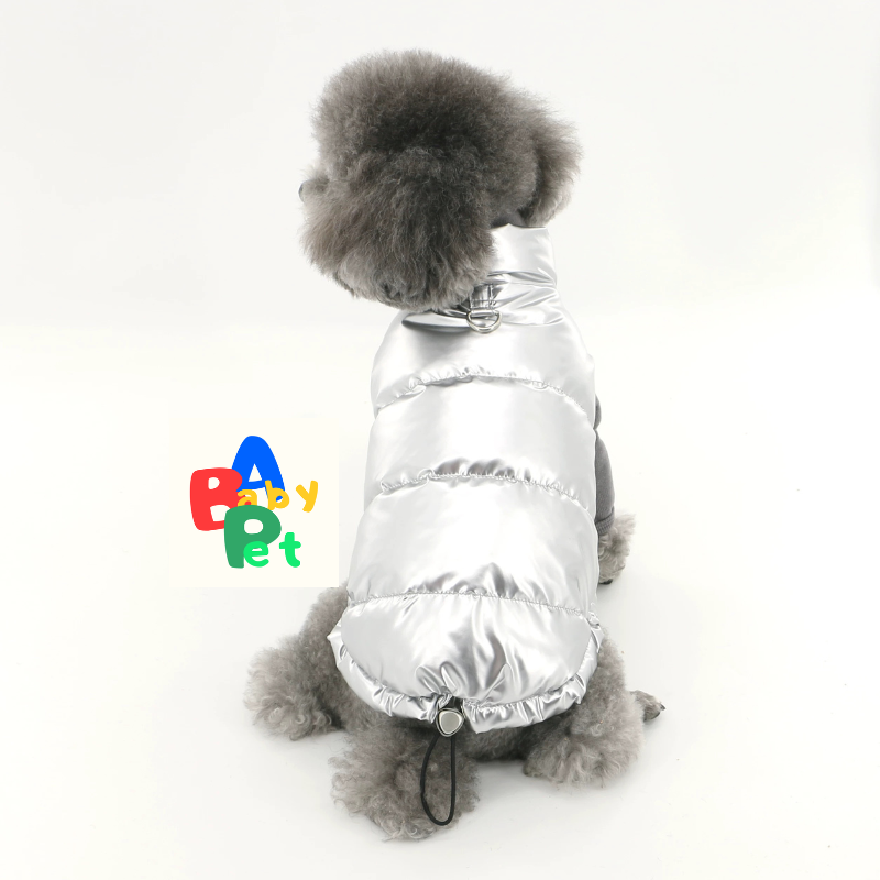 Original Autumn/Winter Silver Windproof, Rainproof, and Snowproof Dog Down Jacket Vest for Teddy Bears