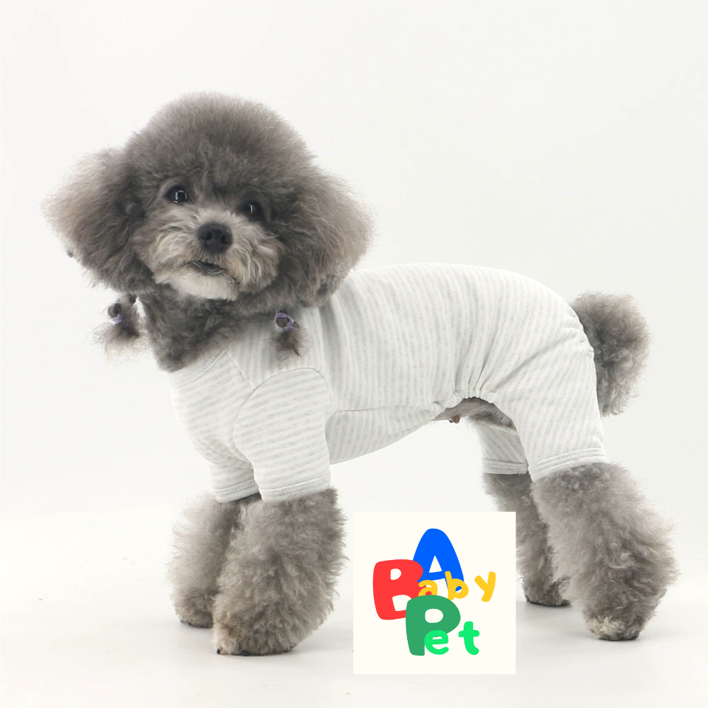 Pet Spring/Autumn Pure Cotton Striped Short-Leg Four-Legged Vest for Teddy Dogs Post-Spaying/Neutering