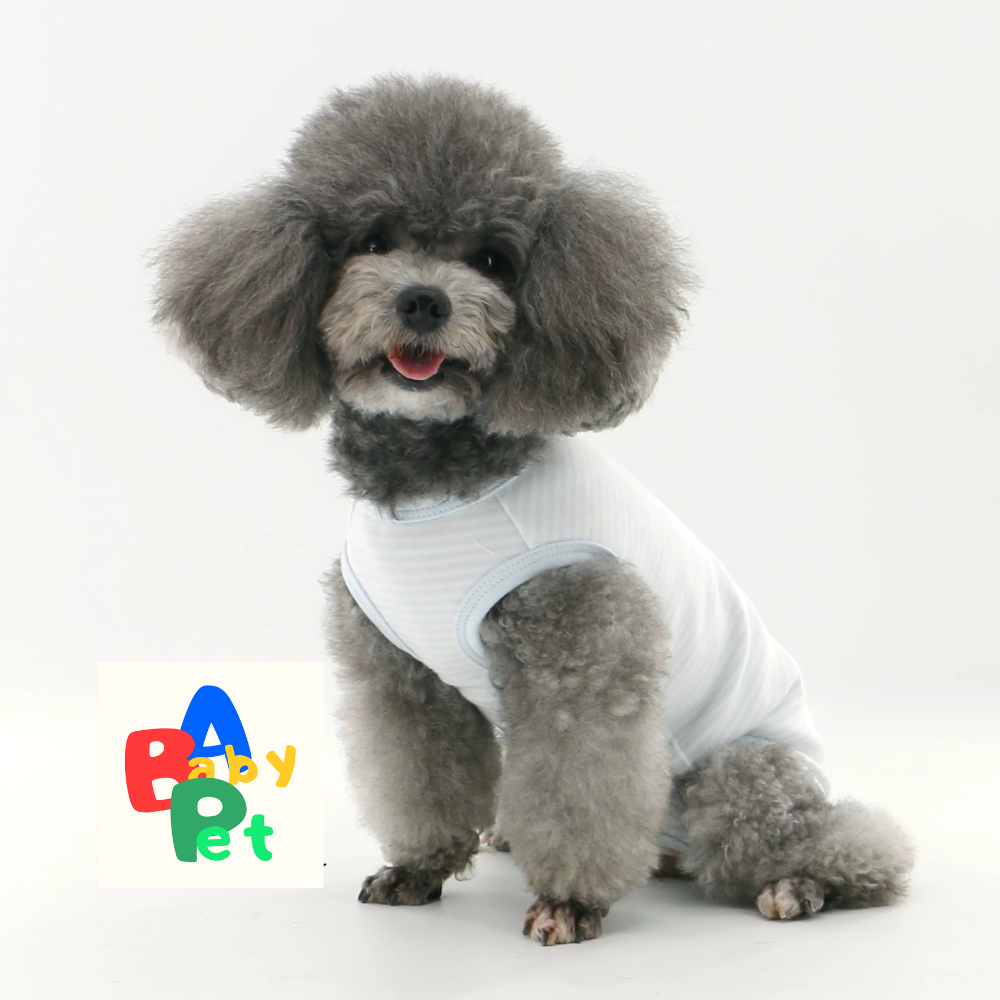Pet Spring/Autumn Pure Cotton Striped Short-Leg Four-Legged Vest for Teddy Dogs Post-Spaying/Neutering
