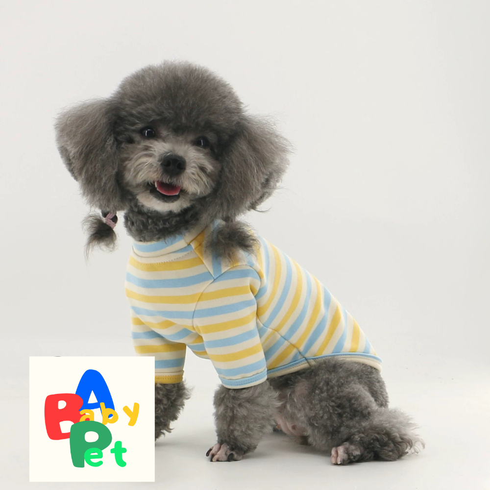 Thick, fleece-lined, colorful striped pure cotton Teddy dog vest for spring and autumn, post-spaying/neutering
