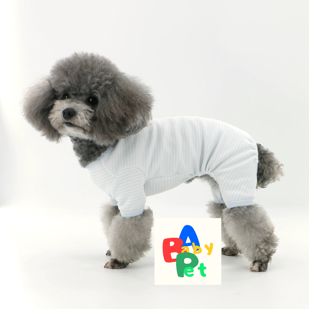 Pet Spring/Autumn Pure Cotton Striped Short-Leg Four-Legged Vest for Teddy Dogs Post-Spaying/Neutering