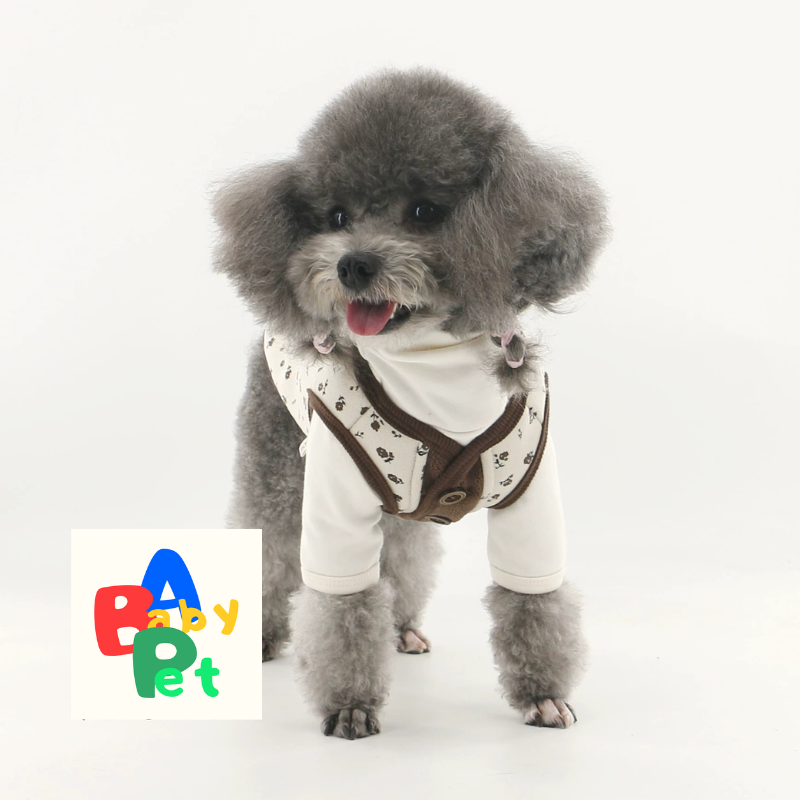 Thick, floral-print fleece vest for Teddy dogs, perfect for autumn and winter, color-blocked design