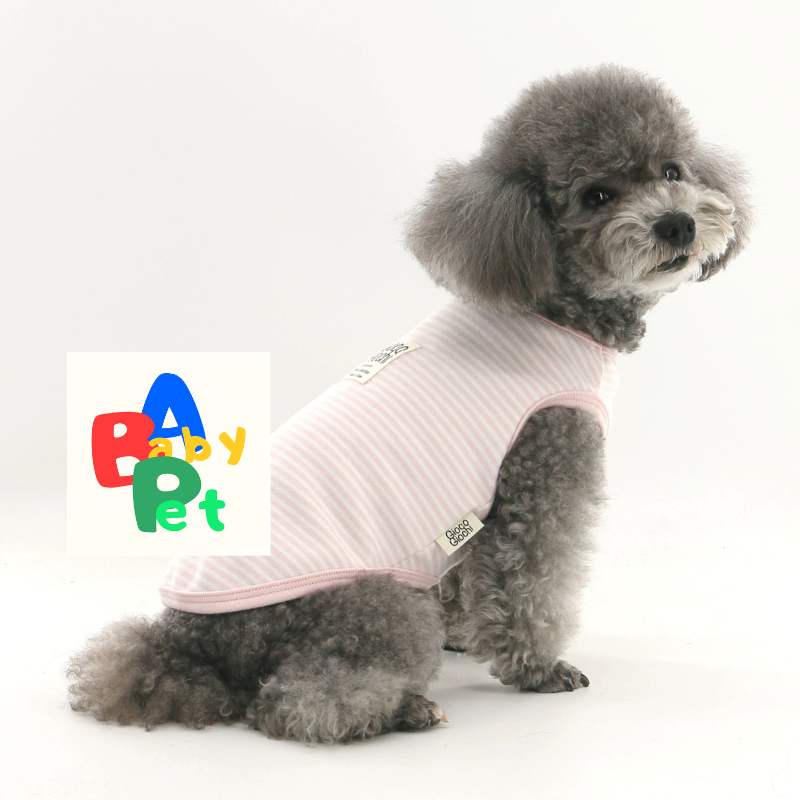 Cute striped short-legged teddy bear T-shirt/vest, made of pure cotton, perfect for spring and autumn