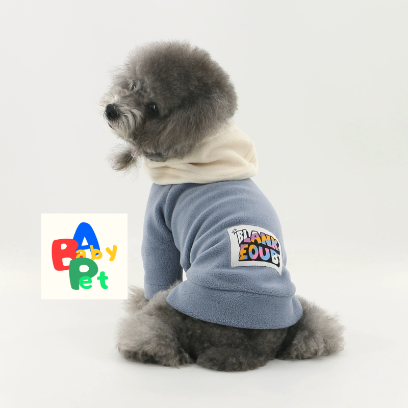 Original Autumn/Winter Thick Double-Sided Fleece Color-Blocked Hooded Sweatshirt for Teddy Dogs
