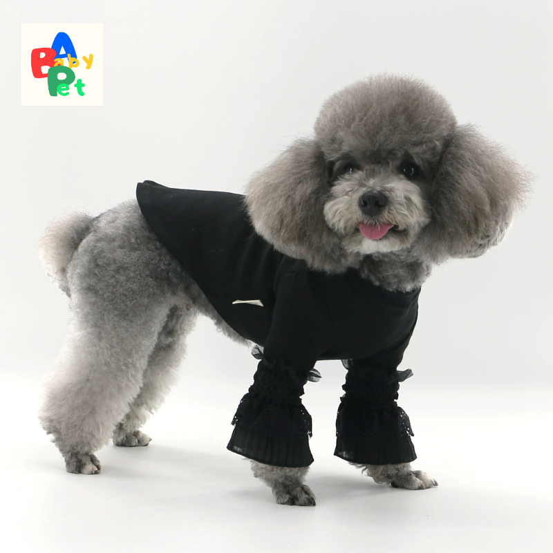 Pet Spring/Autumn Thin Pure Cotton Lace Long-Sleeved Pullover Base Layer Teddy Birthday Wedding Dress