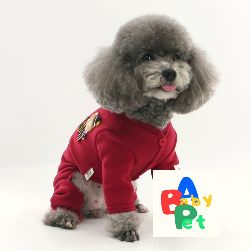 Thick, Autumn/Winter Cardigan for Pets, Made of Yokoskin, Bright Red, Perfect for New Year's Wear, Teddy Bear Sweater