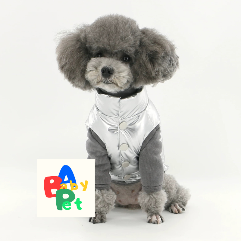 Original Autumn/Winter Silver Windproof, Rainproof, and Snowproof Dog Down Jacket Vest for Teddy Bears