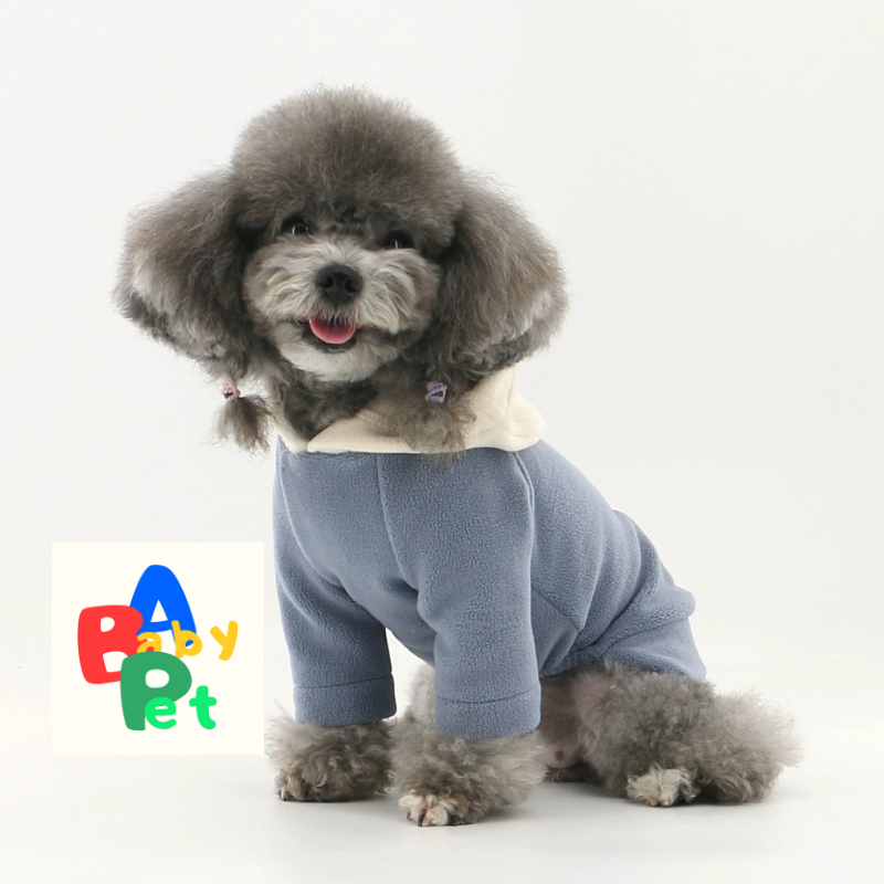 Original Autumn/Winter Thick Double-Sided Fleece Color-Blocked Hooded Sweatshirt for Teddy Dogs