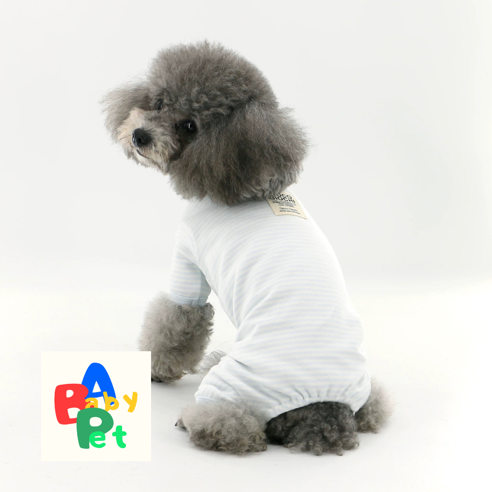 Pet Spring/Autumn Pure Cotton Striped Short-Leg Four-Legged Vest for Teddy Dogs Post-Spaying/Neutering