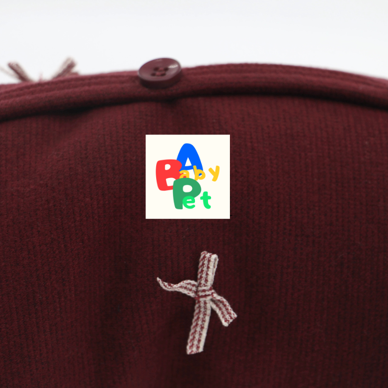 Autumn/Winter Burgundy Female Dog Belly Cover Cardigan with Bow Tie; New Year's Teddy Dog (Neutered)
