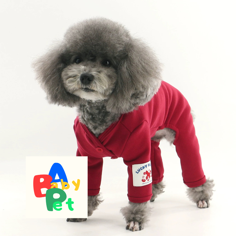 Thick, Autumn/Winter Cardigan for Pets, Made of Yokoskin, Bright Red, Perfect for New Year's Wear, Teddy Bear Sweater