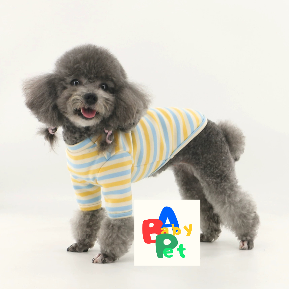 Thick, fleece-lined, colorful striped pure cotton Teddy dog vest for spring and autumn, post-spaying/neutering