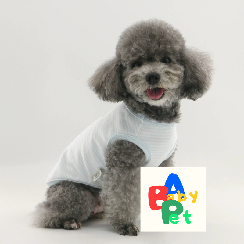 Cute striped short-legged teddy bear T-shirt/vest, made of pure cotton, perfect for spring and autumn