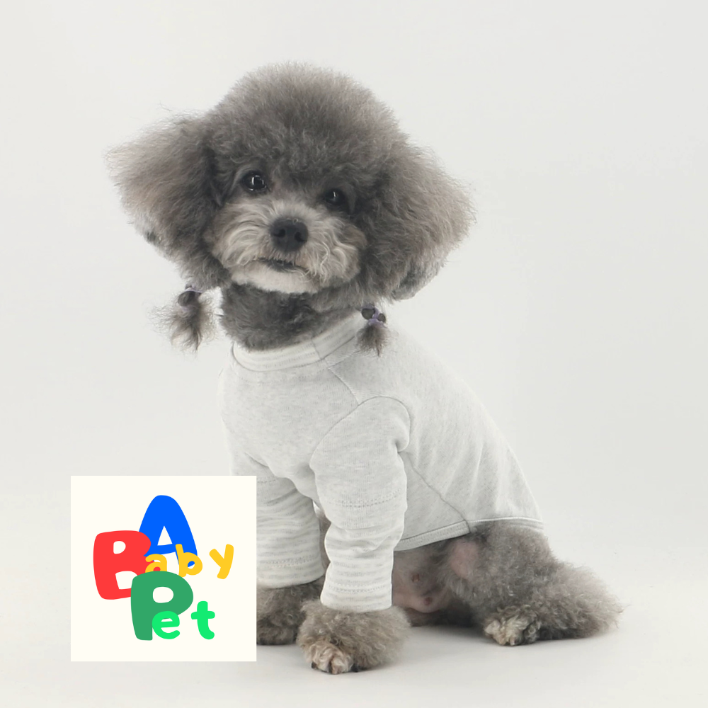 Original Pet Style Spring/Autumn Pure Cotton Striped Crew Neck Teddy Bear T-Shirt (Two-Piece Style)