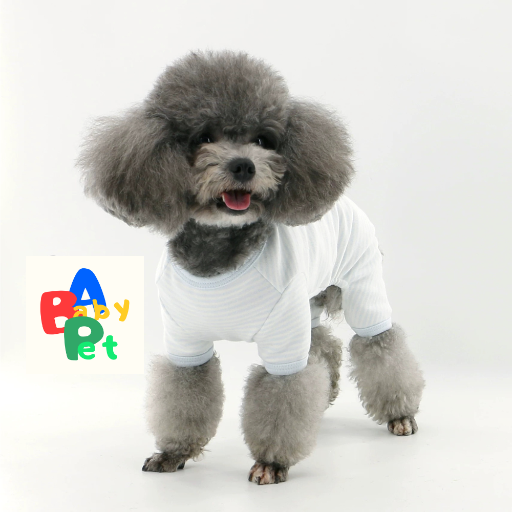 Pet Spring/Autumn Pure Cotton Striped Short-Leg Four-Legged Vest for Teddy Dogs Post-Spaying/Neutering