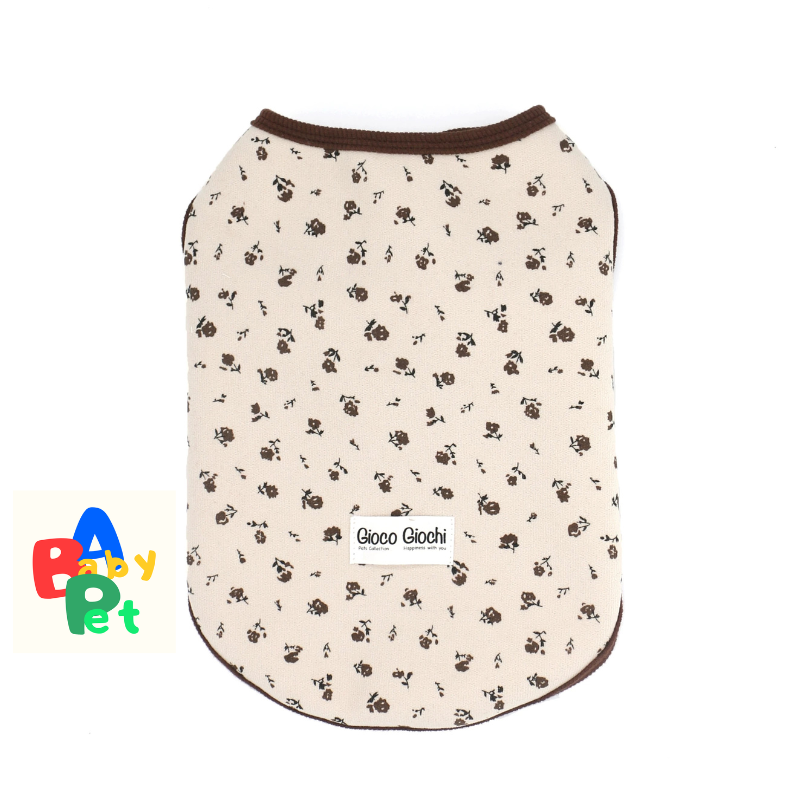 Thick, floral-print fleece vest for Teddy dogs, perfect for autumn and winter, color-blocked design