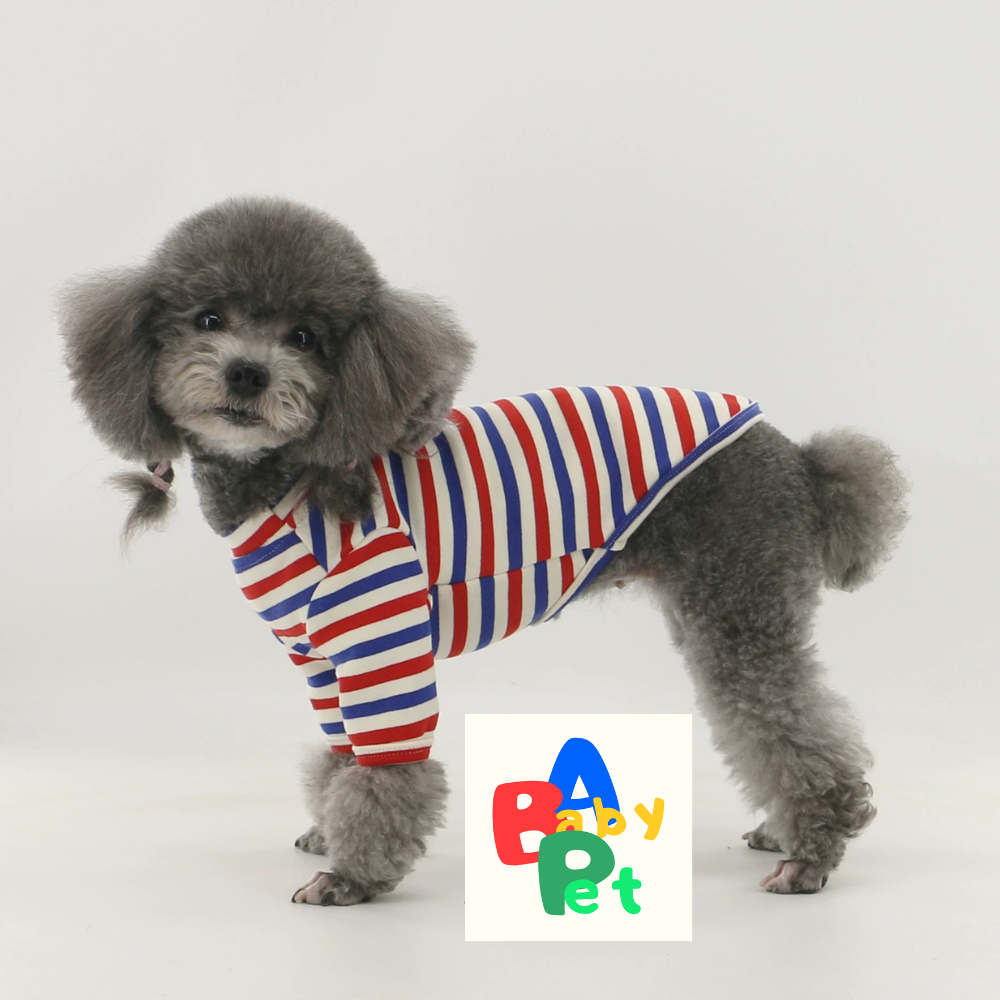 Thick, fleece-lined, colorful striped pure cotton Teddy dog vest for spring and autumn, post-spaying/neutering