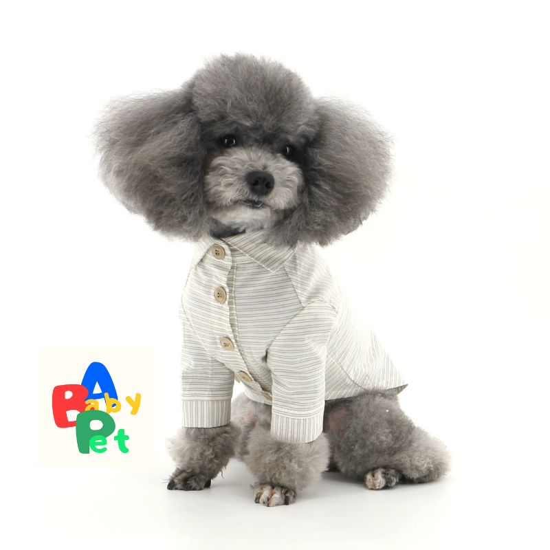 Dog-themed Spring/Autumn Thin Retro British Style Striped Cotton Shirt, Pet Birthday Wedding Suit