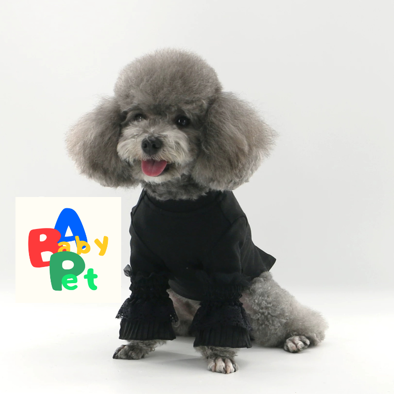 Pet Spring/Autumn Thin Pure Cotton Lace Long-Sleeved Pullover Base Layer Teddy Birthday Wedding Dress