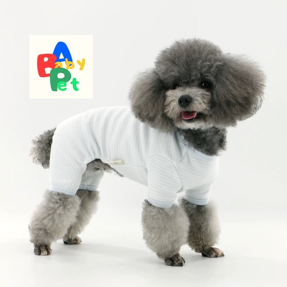 Pet Spring/Autumn Pure Cotton Striped Short-Leg Four-Legged Vest for Teddy Dogs Post-Spaying/Neutering