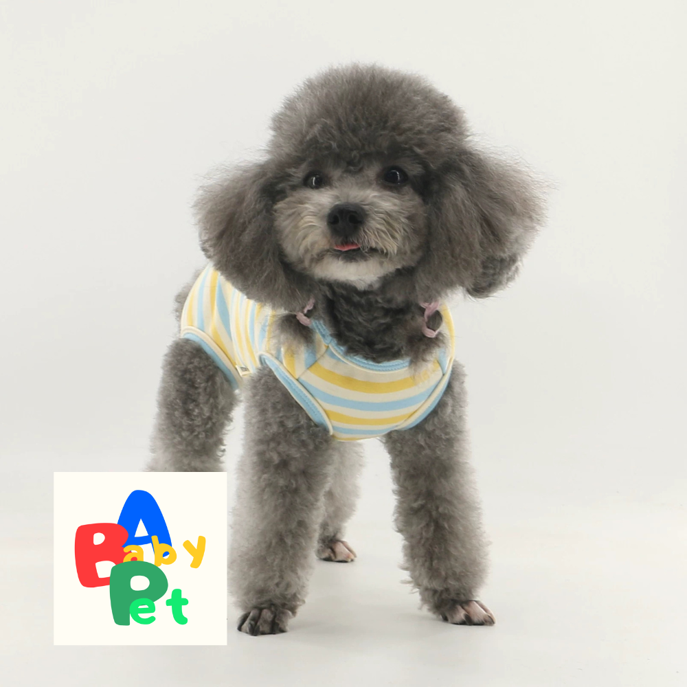 Thick, fleece-lined, colorful striped pure cotton Teddy dog vest for spring and autumn, post-spaying/neutering