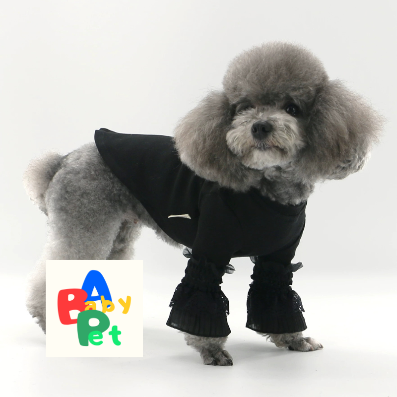 Pet Spring/Autumn Thin Pure Cotton Lace Long-Sleeved Pullover Base Layer Teddy Birthday Wedding Dress