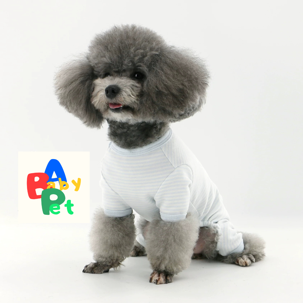 Pet Spring/Autumn Pure Cotton Striped Short-Leg Four-Legged Vest for Teddy Dogs Post-Spaying/Neutering
