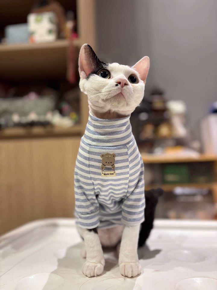 Spring/Summer Hairless Cat Clothes, Sphinx Devon Baby Skin-Friendly Pullover Sweatshirt, Soft Pure Cotton