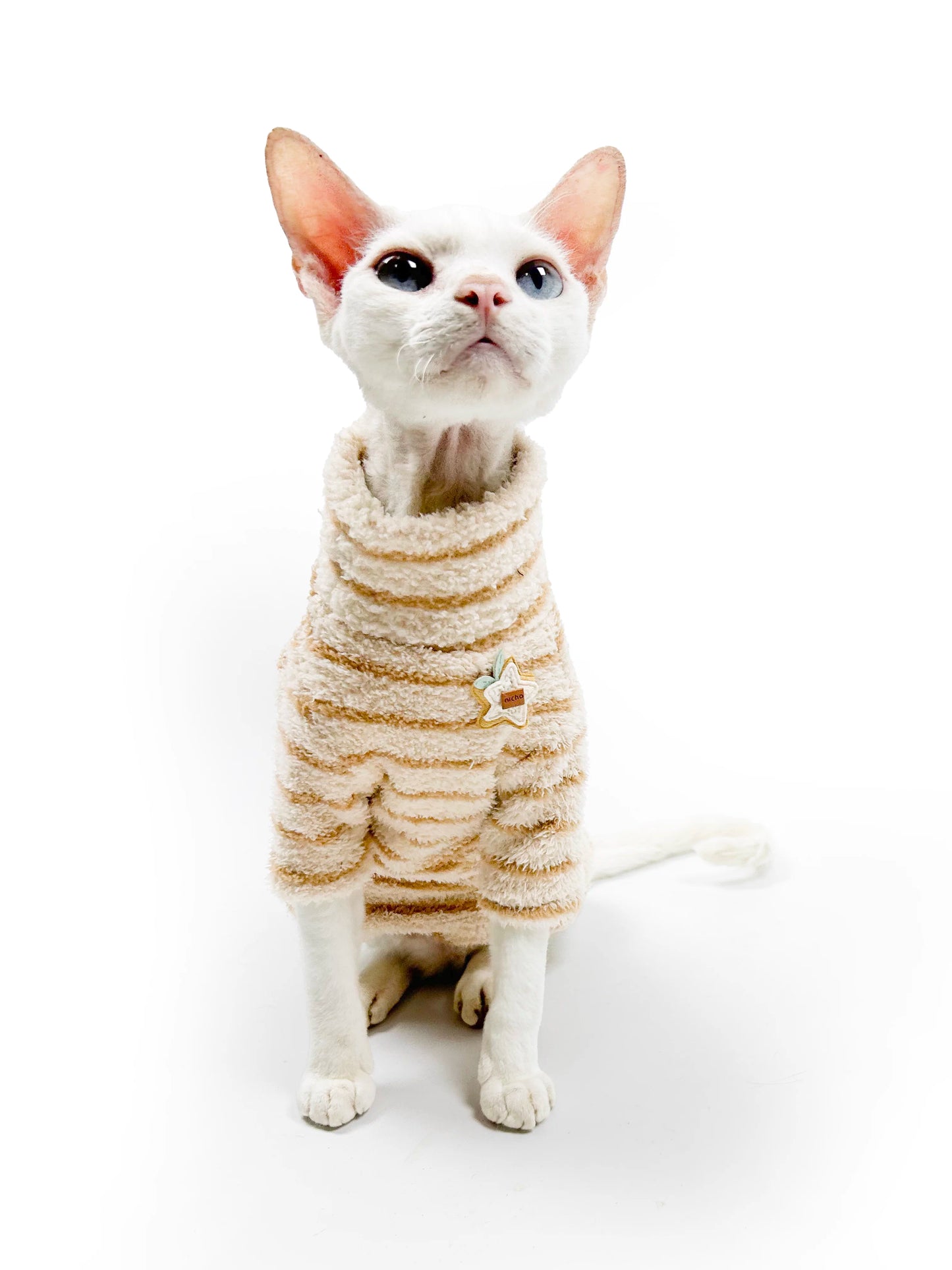 Autumn/Winter Hairless Cat Clothing — Sphynx & Devon Rex — 4-Way Stretch, Comfortable, Warm, Anti-Shedding, Striped Design