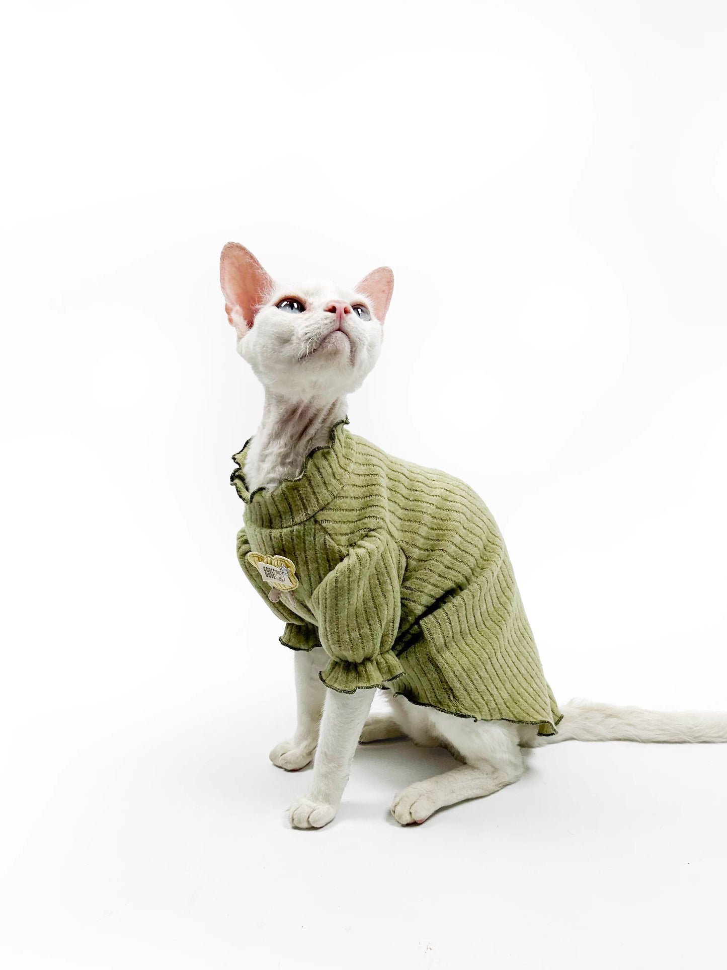 Hairless cat clothes, Sphynx Devon early autumn soft and skin-friendly fleece puff sleeve princess style