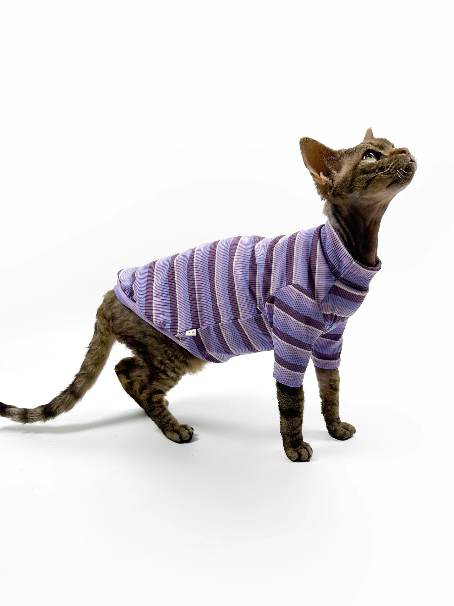 Hairless cat-themed sweater, Sphynx Devon stretch striped air-conditioned clothing, skin-friendly and comfortable vest/T-shirt.
