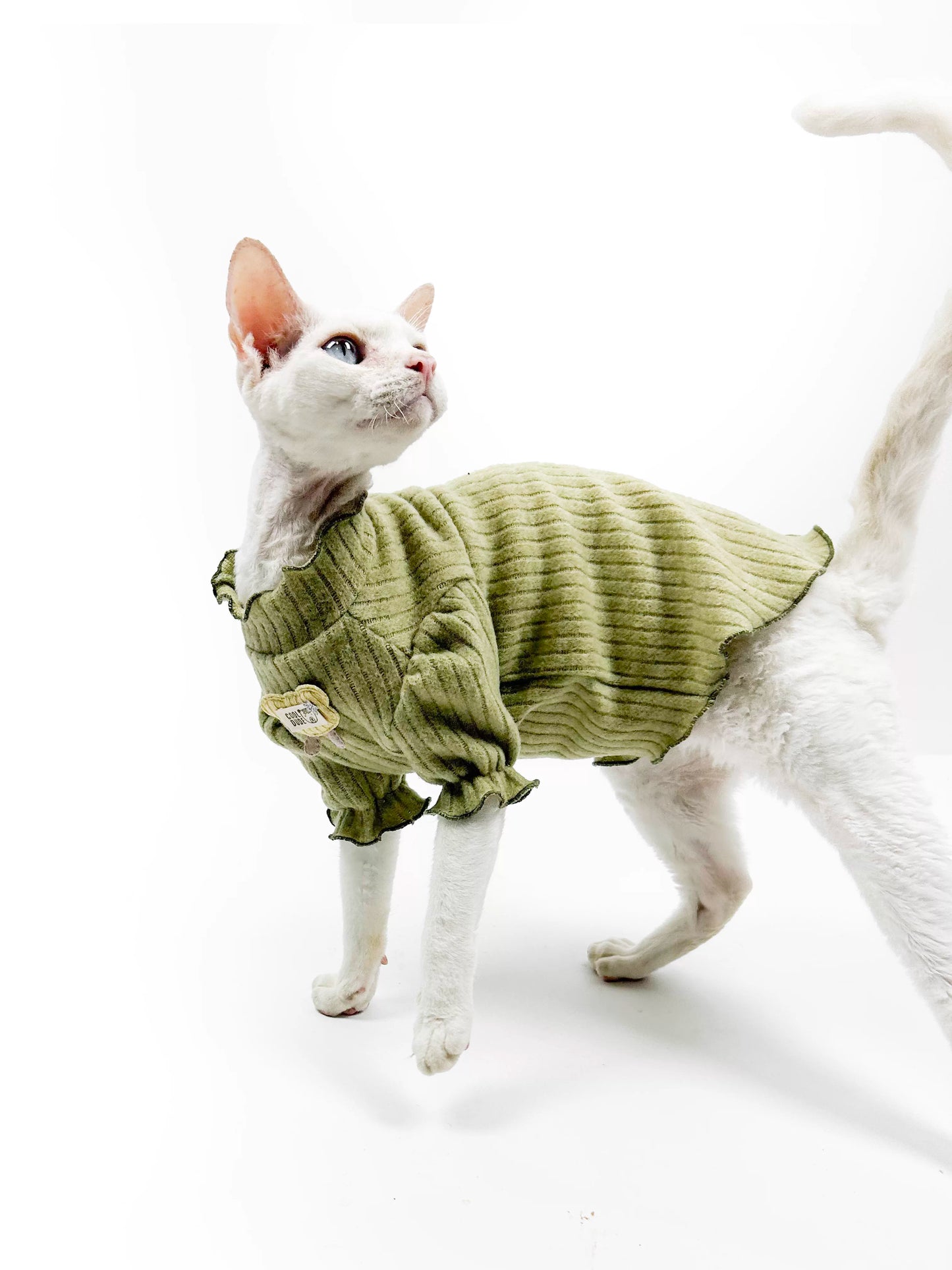 Hairless cat clothes, Sphynx Devon early autumn soft and skin-friendly fleece puff sleeve princess style