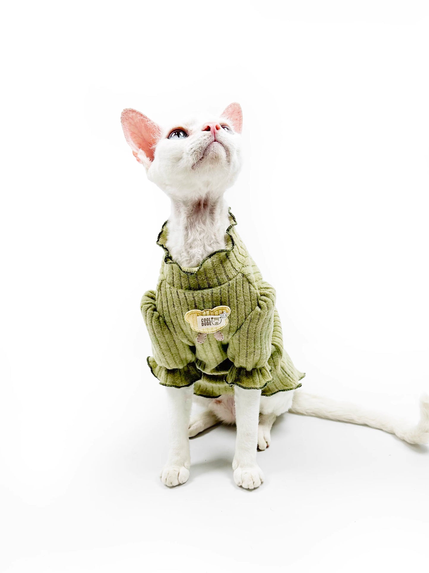 Hairless cat clothes, Sphynx Devon early autumn soft and skin-friendly fleece puff sleeve princess style