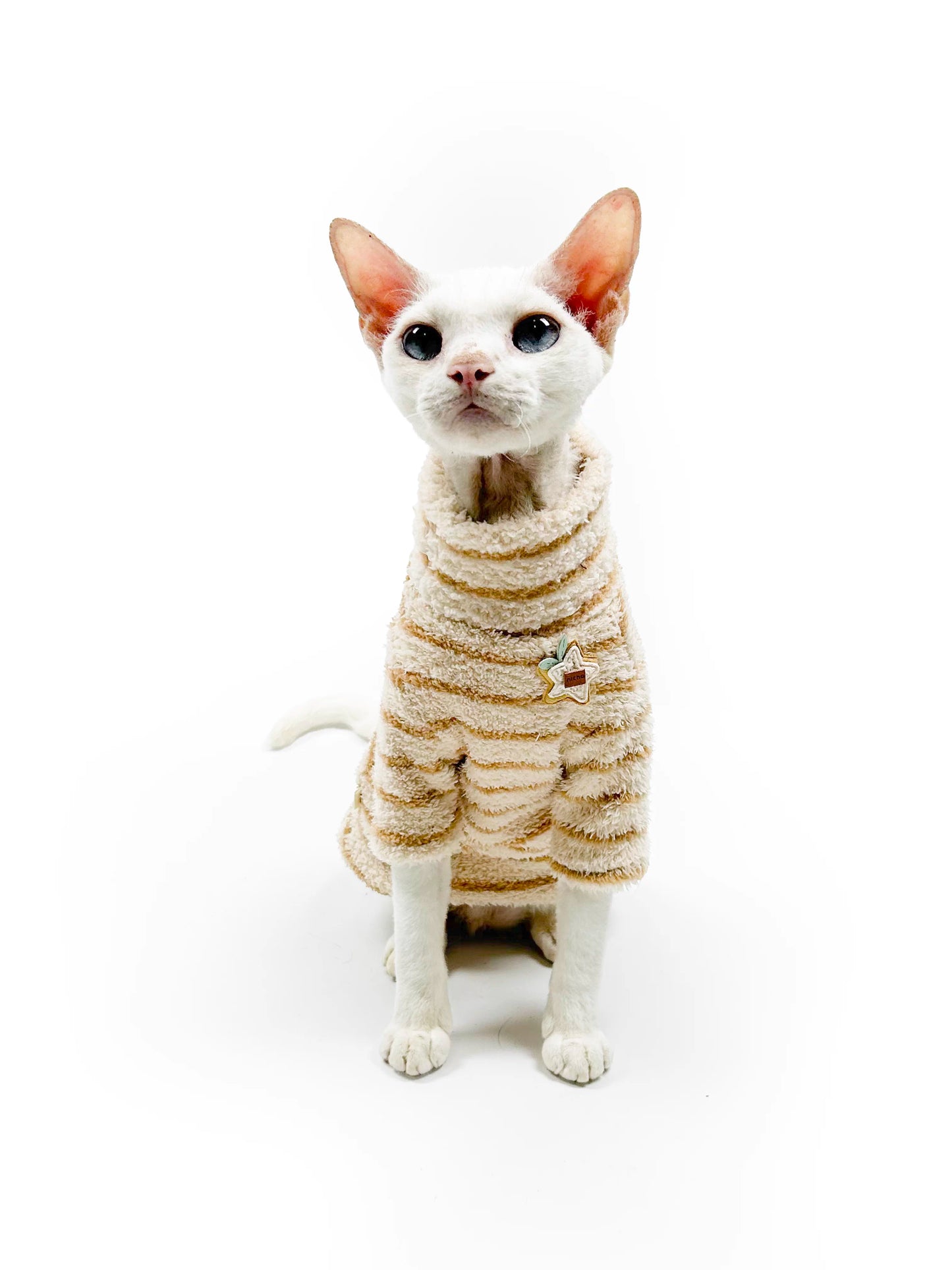 Autumn/Winter Hairless Cat Clothing — Sphynx & Devon Rex — 4-Way Stretch, Comfortable, Warm, Anti-Shedding, Striped Design
